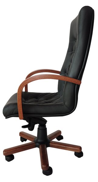 Scaun directorial CHEF LUX EXTRA, Negru piele naturala