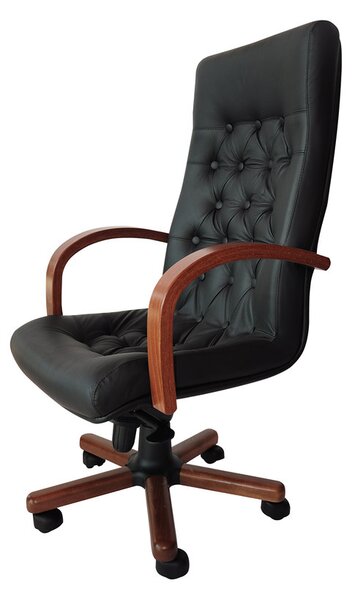 Scaun directorial CHEF LUX EXTRA, Negru piele naturala