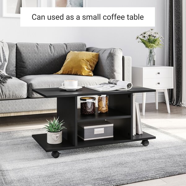 Mobilier Pentru Tv in Lemn cu Roti HOMCOM, Negru,40x40x80cm| Aosom RO | Aosom Romania