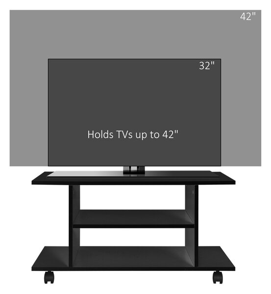 Mobilier Pentru Tv in Lemn cu Roti HOMCOM, Negru,40x40x80cm| Aosom RO | Aosom Romania