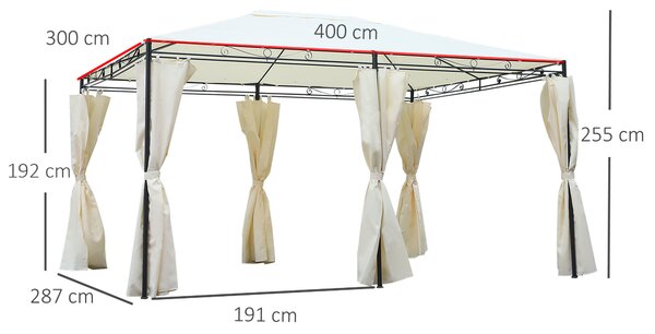 Foisor dreptunghiular Outsunny cu cadru din Metal Robust, Crem, 4x3m | Aosom Romania