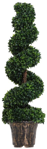 Outsunny Plantă Artificială Decorativă Buxus în Spirală cu Ghiveci Inclus, Ф32x120 cm, Verde | Aosom Romania
