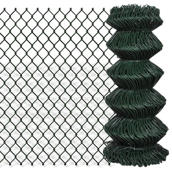 Gard de legătură din plasă, verde, 0,8 x 15 m, oțel