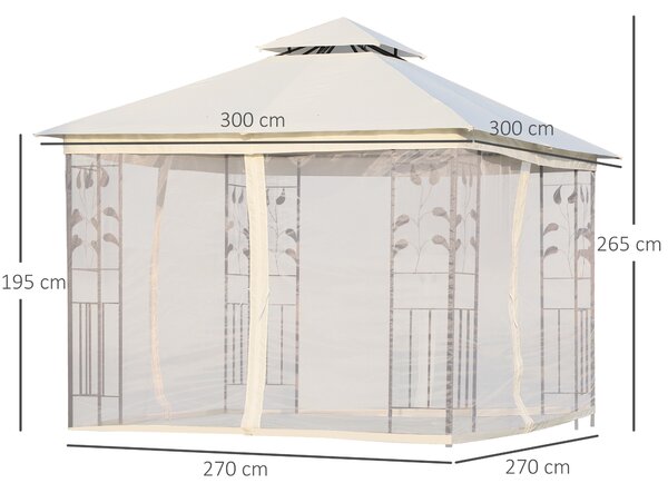 Outsunny Foisor de Exterior 3x3m cu Plasa pentru Tantari si Cadru din Otel Alb | Aosom Romania