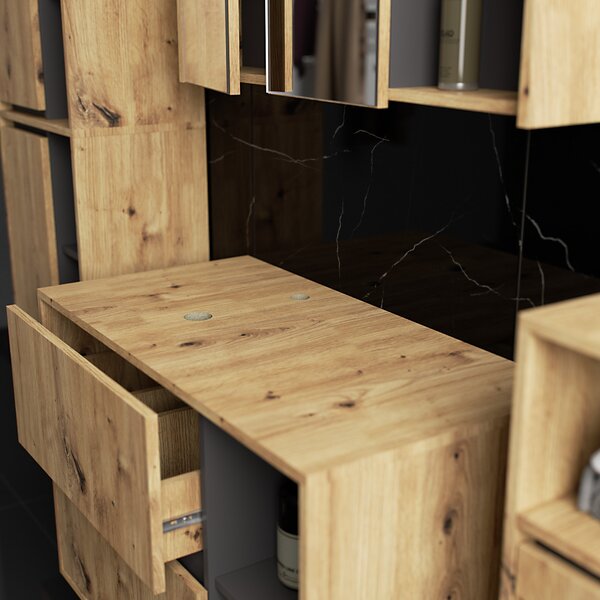 Set mobilier baie Vambos luxe (stejar artizanal + grafit). Promo -19%. 1152129