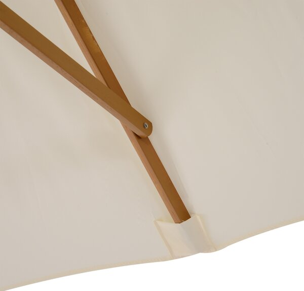 Outsunny Umbrelă din Lemn pentru Grădină, Design Clasic, Crem, 2x2.95x2.55m, Protecție Solară Eficientă | Aosom Romania