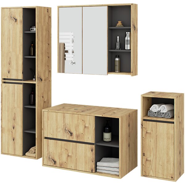 Set mobilier baie Vambos luxe (stejar artizanal + grafit). Promo -19%. 1152129