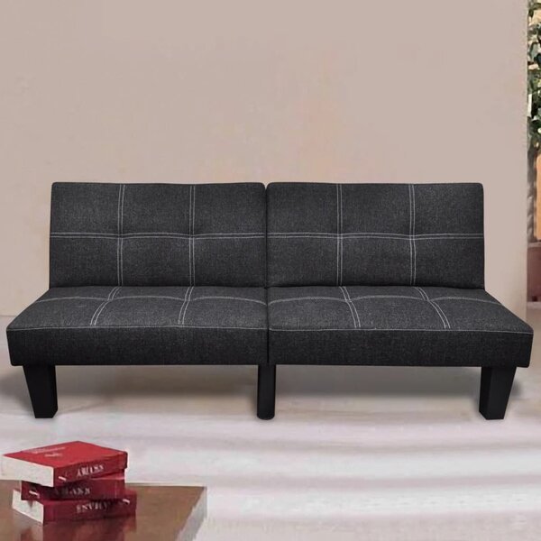 Canapea extensibilă, material textil, reglabil, negru