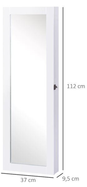 HOMCOM Dulap pentru Bijuterii cu Oglindă, Montare pe Perete, Negru, 37x9.5x121 cm | Aosom Romania