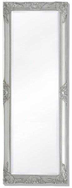 Oglindă verticală în stil baroc 140 x 50 cm argintiu
