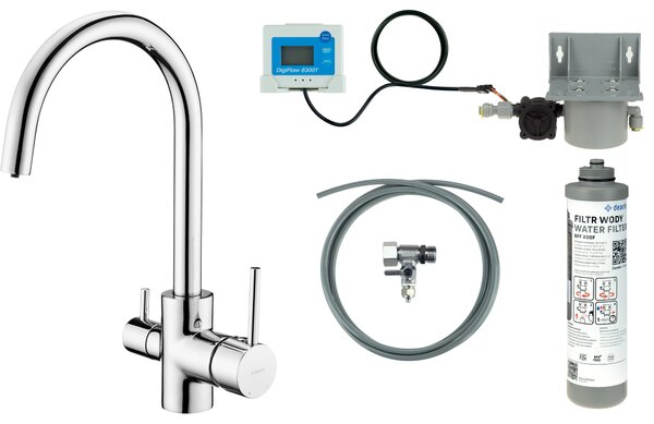 Deante set starter cu baterie bucătărie pe picior crom BCHF064M