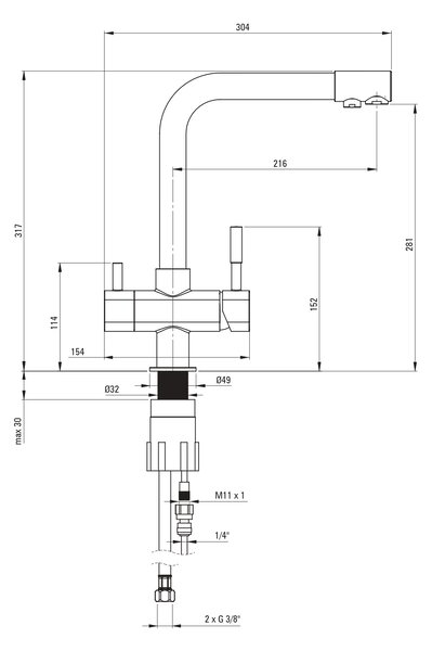 Deante set starter cu baterie bucătărie pe picior crom BCHF065M