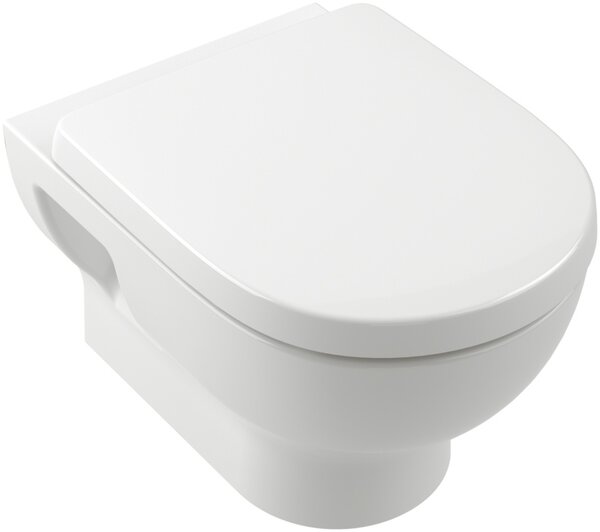 Villeroy & Boch O.Novo vas wc cu capac soft-close agăţat fără margine cu spălare turbionară alb lucios 5C39CLR1