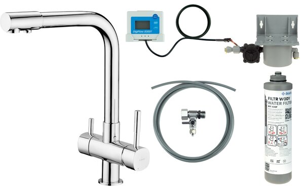 Deante set starter cu baterie bucătărie pe picior crom BCHF065M
