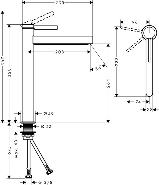 Hansgrohe Finoris baterie lavoar stativ || 76072340
