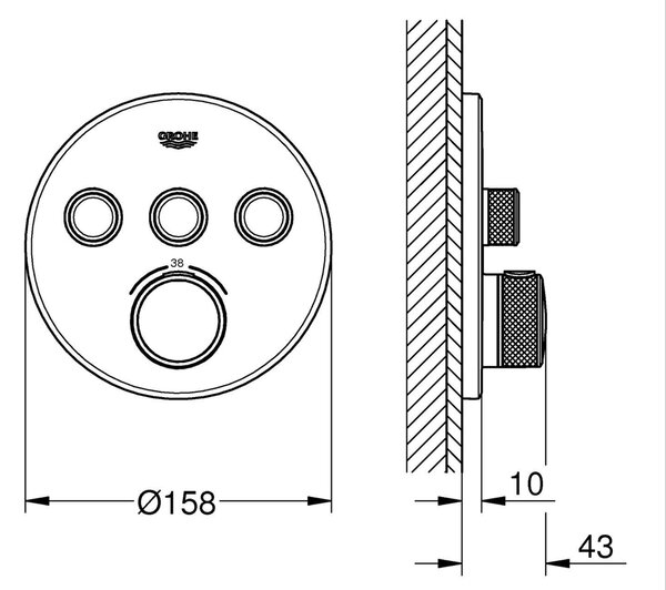 Grohe Grohtherm SmartControl baterie cadă-duș ascuns cu termostat negru 291212430
