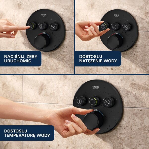 Grohe Grohtherm SmartControl baterie cadă-duș ascuns cu termostat negru 291212430