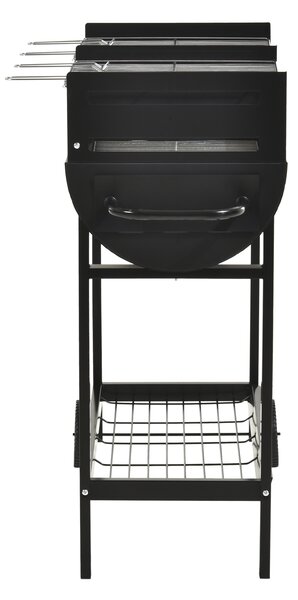 Outsunny Gratar din Otel cu 2 Grile Independente Negru 90cm x 45cm x 96cm | Aosom Romania