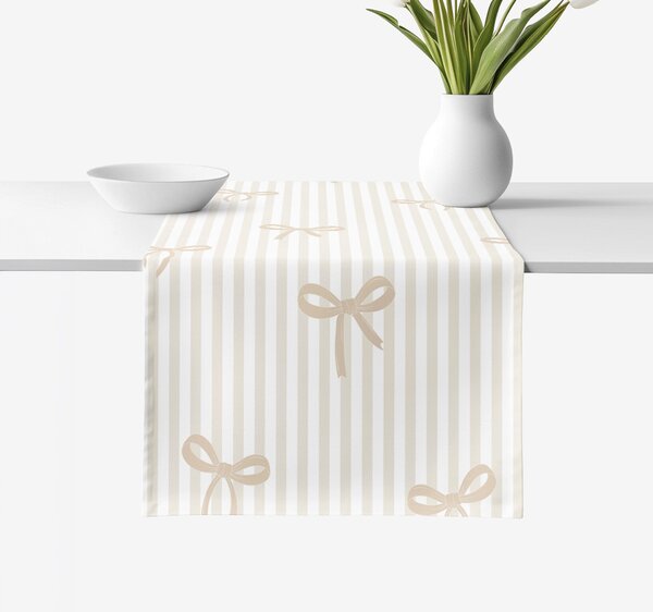 Goldea napron de masă 100% bumbac - fundițe latte cu dungi 20x120 cm