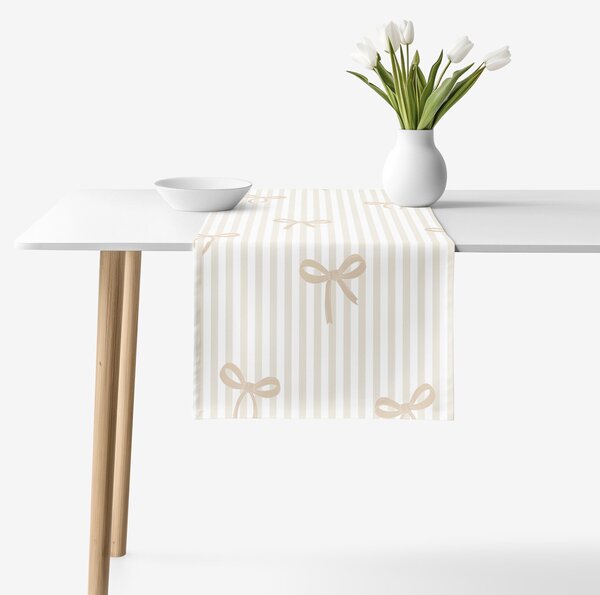 Goldea napron de masă 100% bumbac - fundițe latte cu dungi 20x120 cm
