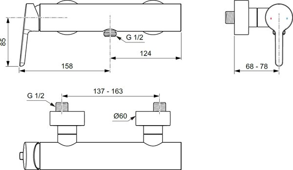 Villeroy & Boch Skyla baterie de duș perete crom TVS11600400061