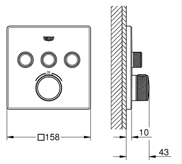 Grohe Grohtherm SmartControl baterie cadă-duș ascuns cu termostat negru 291262430