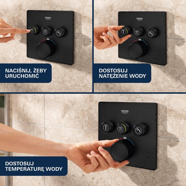 Grohe Grohtherm SmartControl baterie cadă-duș ascuns cu termostat negru 291262430