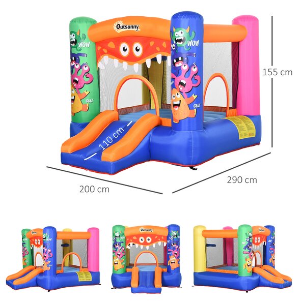 Outsunny Casă de Joacă Gonflabilă, Castel cu Tobogan și Trambulină, pentru Copii, 2.9x2x1.6m | Aosom Romania