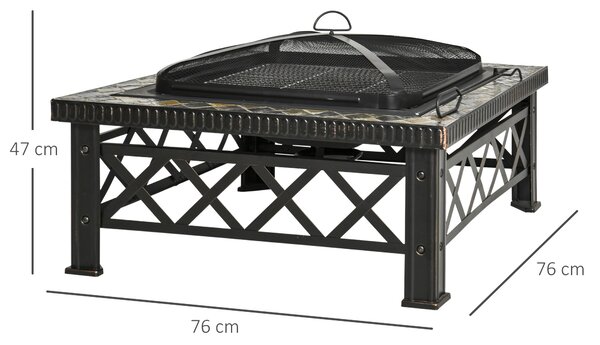 Outsunny Brazier pentru Grădină cu Capac de Protecție și Grătar, Ideal pentru Seri în Aer Liber, Design Pragmatic | Aosom Romania
