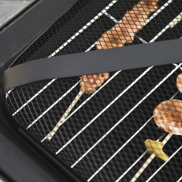 Outsunny Brazier pentru Grădină cu Capac de Protecție și Grătar, Ideal pentru Seri în Aer Liber, Design Pragmatic | Aosom Romania
