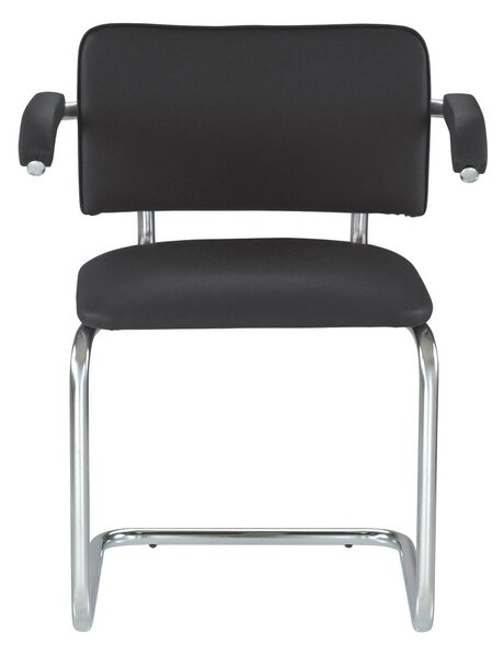 Scaun vizitator MURIELLO Arm, Negru piele ecologica