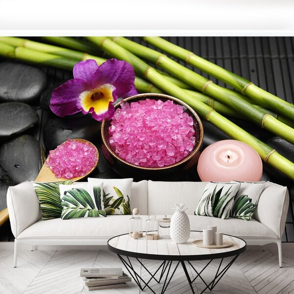 Fototapet Orchid Zen Piatra