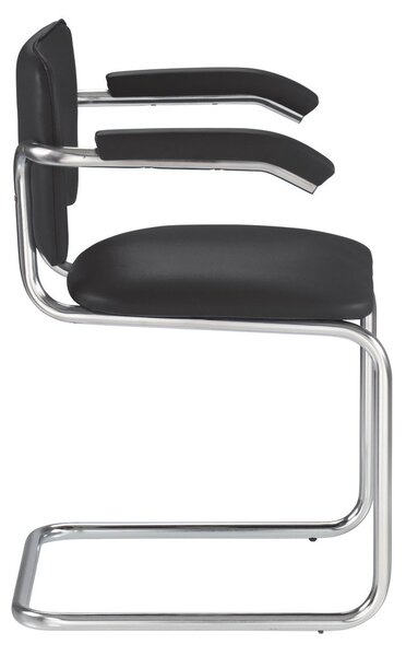 Scaun vizitator MURIELLO Arm, Negru piele ecologica