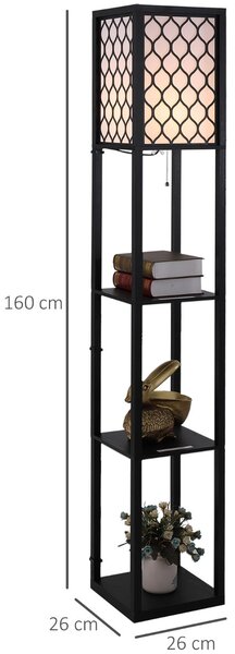 Lampa moderna HOMCOM cu rafturi, lampa de sol neagra | Aosom Romania