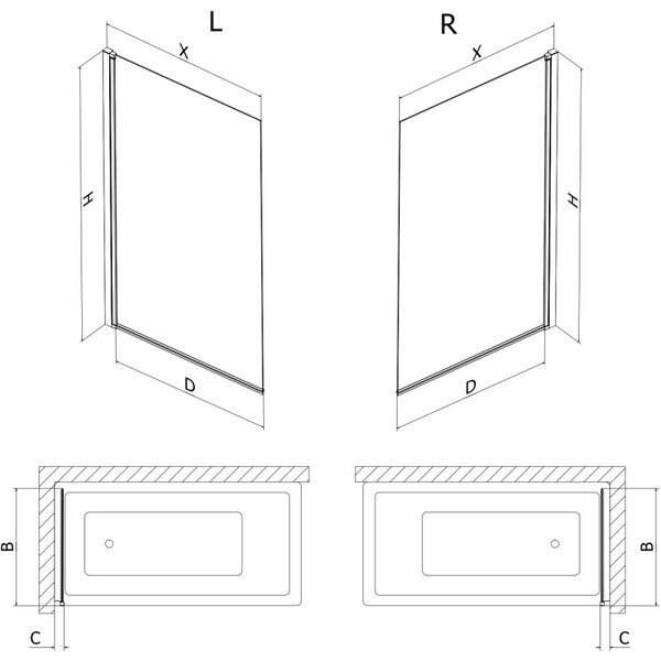Mexen Mist paravan de baie 1-canat 70 x 150 cm, transparent, cupru periat - 8A9-070-001-65-00