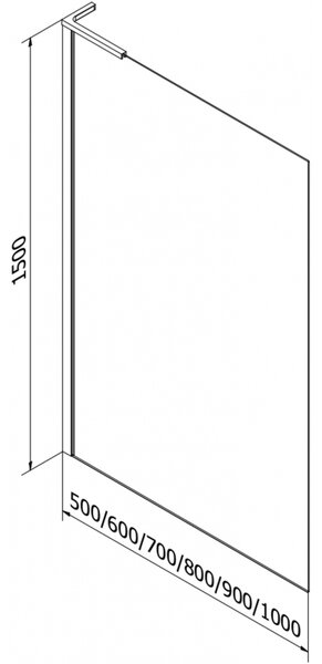 Mexen Next L paravan cadă 1-panou 50 x 150 cm, transparent, crom - 895-050-000-03-00-01
