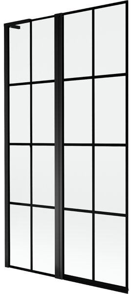 Mexen Mist L paravan de cadă 2-panouri stânga 100 x 150 cm, grilă neagră, negru - 8A9L-100-011-70-77-L