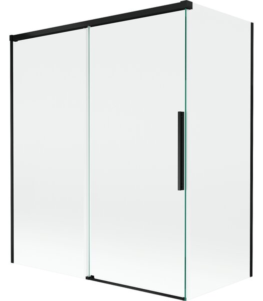 Mexen Rox, paravan de baie glisant cu 2 aripi 140 + 70 x 150 cm, sticlă transparentă de 8 mm, profil negru mat, 8C9-140-070-70-00
