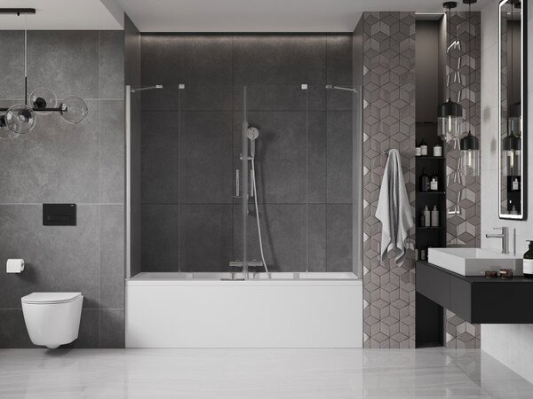Mexen Velar Duo paravan de cadă cu 2 panouri glisante 190 x 150 cm, transparent, crom - 896-190-000-02-01