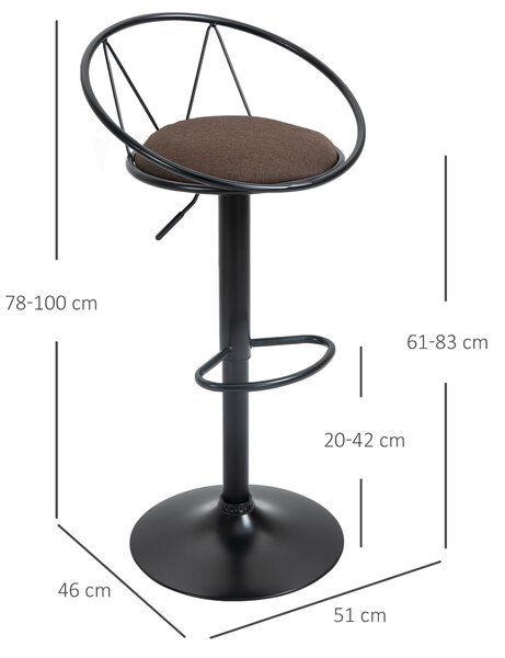 Set 2 scaune bar cu rotire de 360 de grade si suport pentru picioare 51x46x78-100cm HOMCOM | Aosom Romania