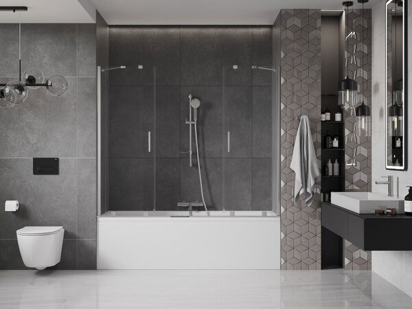 Mexen Velar Duo paravan de cadă cu 2 panouri glisante 190 x 150 cm, transparent, crom - 896-190-000-02-01