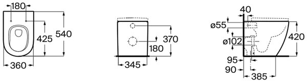 Roca Meridian vas wc stativă fără margine cu spălare turbionară alb lucios A347747000