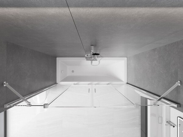 Mexen Velar Duo paravan de cadă cu 2 panouri glisante 190 x 150 cm, transparent, crom - 896-190-000-02-01