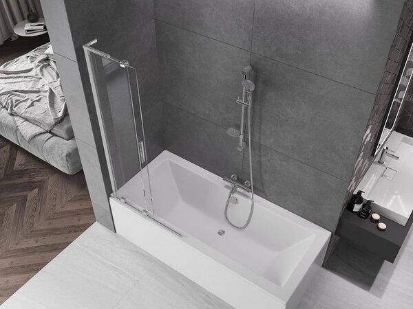 Mexen Velar L paravan de cadă cu 2 uși culisante 80 x 150 cm, transparent, crom - 896-080-003-01-01