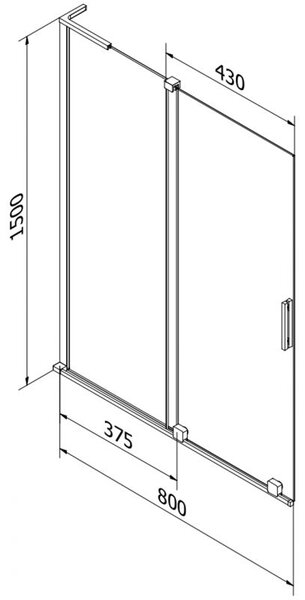 Mexen Velar L paravan de cadă cu 2 uși culisante 80 x 150 cm, transparent, crom - 896-080-003-01-01