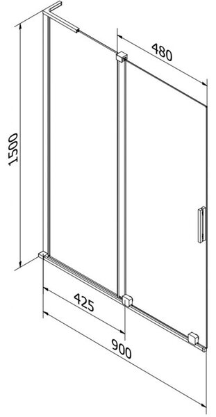 Mexen Velar L paravan de baie cu 2 părți glisante 90 x 150 cm, transparent, cupru periat - 896-090-003-01-65