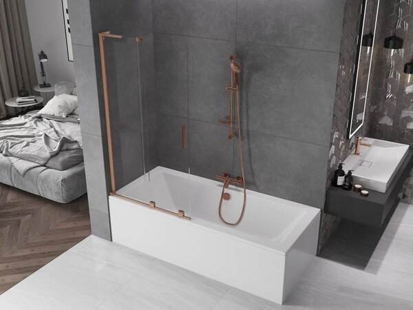 Mexen Velar L paravan de baie cu 2 părți glisante 90 x 150 cm, transparent, cupru periat - 896-090-003-01-65
