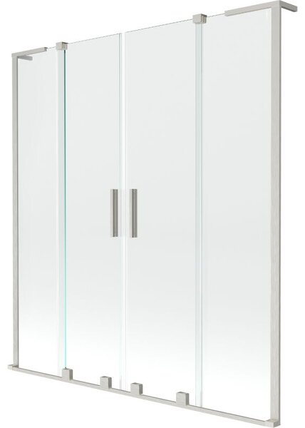 Mexen Velar L Duo paravan de baie cu 2 panouri glisante 150 x 150 cm, transparent, nichel satinat - 896-150-003-02-97