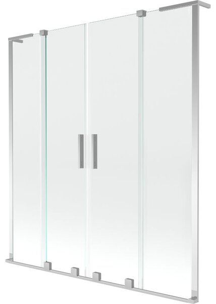 Mexen Velar L Paravan duo pentru cadă cu 2 uși glisante 140 x 150 cm, transparent, crom - 896-140-003-02-01