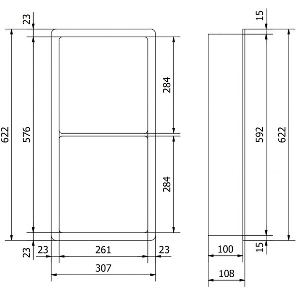 Mexen X-Wall-K, raft încorporat din conglomerat 622x307x100 mm, alb, 1900623010